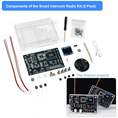 DIY Smart Two-Way Walkie-Talkie Radio Kit Soldering Kits, 2 Pack Walkie-Talkie Soldering Projects, FM Radio DIY Electronic Kit for College High School Education