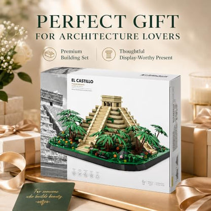 El Castillo Pyramid Building Block Set 1346 Pcs Mayan Kukulcan Temple Mexico Architecture Model Kit for Adults Teens 14+ Historical Chichen Itza Display Centerpiece Ancient World Culture Gift - style: El Castillo Pyramid
