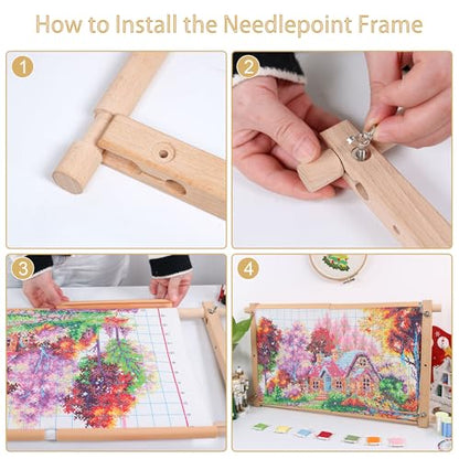 Embroidery Tapestry Scroll Frame, Detachable Cross Stitch Frame, Scroll Embroidery&Quilting Holder for Cross Stitch, Needlepoint, and Sewing Projects (21.45inch*11.8inch)
