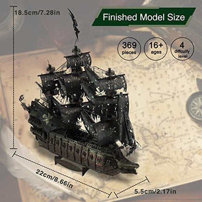 Piececool Metal 3D Puzzles for Adults, Flying Dutchman Pirate Ship Model Kits, 3D Watercraft Model Building Kit, DIY Craft Kits Difficult 3D Puzzles for Family Time, Great Christmas Birthday Gifts - color: Flying Dutchman