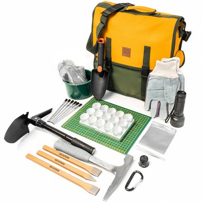 ASR Outdoor 38pc Deluxe Geology Rock Hounding Kit with Mining Tools and Carry Bag - size: 38pc