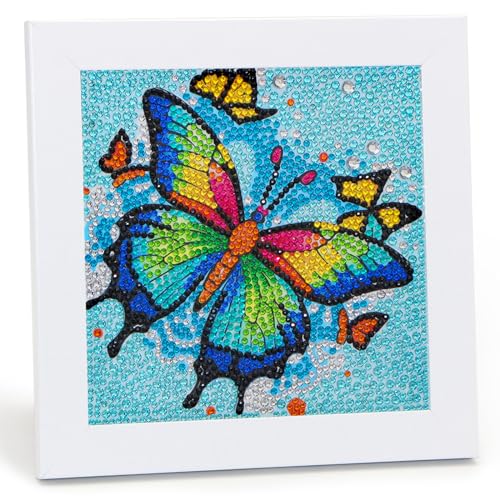 Libfx Diamond Art Kits for Kids with Frame Diamond Art for Girls Boys Beginners Arts and Crafts Ages 8-12 Birthday Gifts (Butterfly) - color: Butterfly