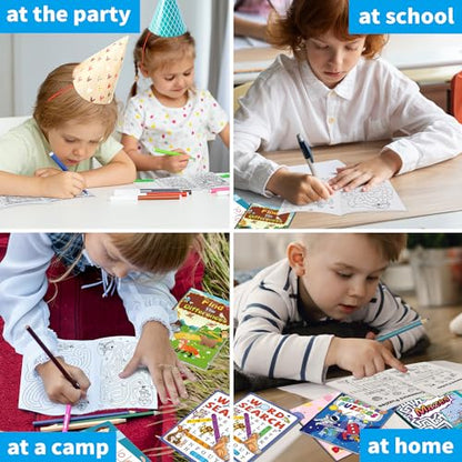 Kalysky 24 Mini Activity Books for Kids 4-12,Mazes,Dot to Dot & Word Games,Party Favors - color: Activity Books