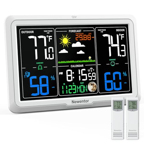 Newentor Weather Station Wireless Indoor Outdoor, White, 2 sensors - color: White, size: 2 Sensors