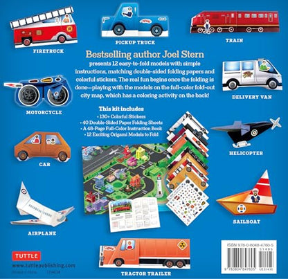 Origami City Kit: Fold Your Own Cars, Trucks, Planes & Trains!: Kit Includes Origami Book, 12 Projects, 40 Origami Papers, 130 Stickers and City Map (Tuttle Specials)