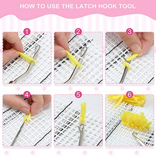 Chuangdi 3 Pieces Latch Hook Tool Kits, 19 x 59 Inch Wooden Bent Crochet Needle, Yarn Cutter, Rug Hooking Mesh Canvas Embroidery Crafts Supplies for Adults Beginner DIY Rug Carpet Tapestry Making