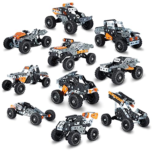 MECCANO Erector, 10 in 1 Model Race Truck Building Set, 225 Pieces, for Ages 8 and up, STEM Construction Education Toy