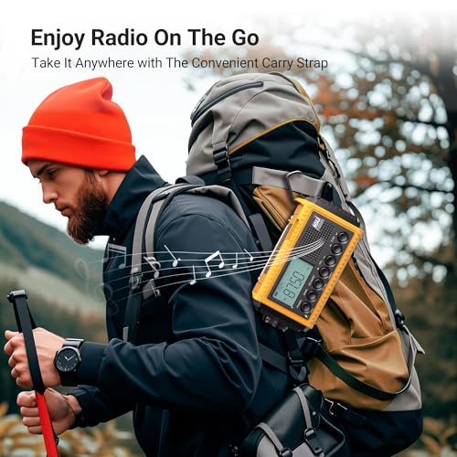 Mesqool 12000mAh Emergency Radio, Auto NOAA Weather Alert Digital - color: Yellow with Black