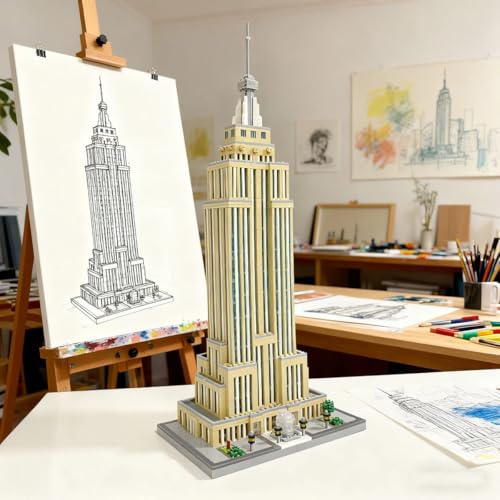 New York Empire State Building Blocks Set, Commemorative Architectural Model Building Kit, World Famous Landmark Model Set, Modular House Architectural for Gift Home Decoration