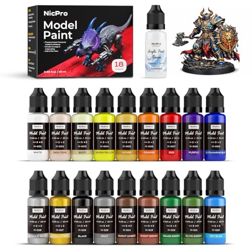 Nicpro 18 Colors Model Paint Set, 20ml Ready to Use Modeling Acrylic Paints - style: 18 Colors Set