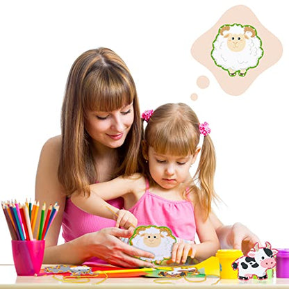 Pajean 10 Pcs Kids Lacing Cards Double Sided Animal Sewing Cards Kits 10 Styles Lacing Toy Crafts for Toddler Ages 6+ Developing Imagination Preschool Learning Activity Supplies(Farm Style) - style: Farm Style