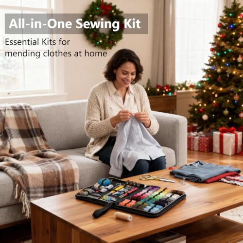 Cebelo Large Sewing Kit for Adults: 2-Year Supply for Home Mending (Black) - color: Black