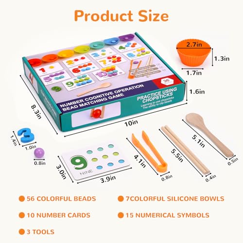 Wooden Peg Board Bead Game, Montessori Arithmetic Math Toy Set
