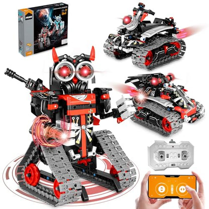 STEM Robot Building Kit for Boys 6-12, APP & Remote Control RC Toy for Kids Science LearningDIY Educational Gift Set for Age 6 7 8 9 10 11 12+ Boys & Girls - color: Red
