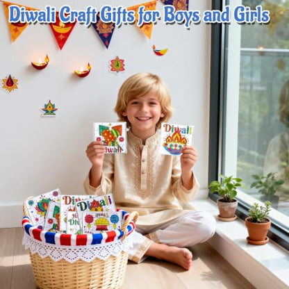 Diwali Crafts & Party Favors for Kids Bulk, Rangoli Activity DIY Art Puzzle - color: Diwali Colorful