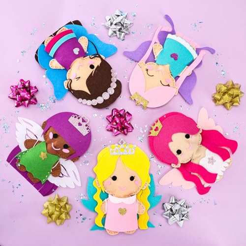 Cymbana Kids Sewing Kit, Make Your Own 5 Princess Felt Crafts Set for Girls - color: Princess