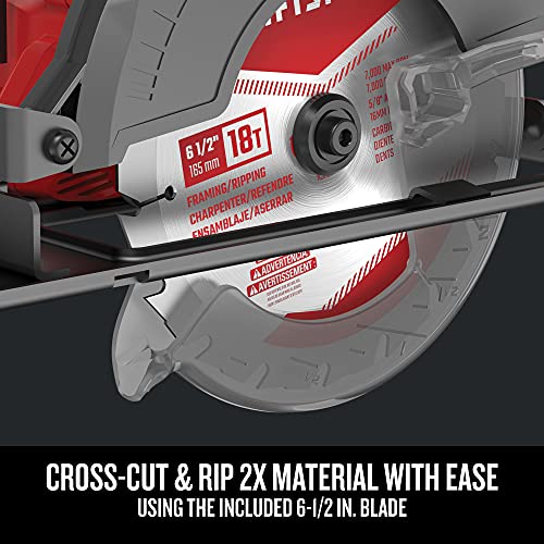 CRAFTSMAN V20 MAX Cordless Power Tool Kit, Circular Saw with 6 1/2 inch Blade, 1/4 inch Impact Driver, 1/2 inch Drill/Driver, LED Task Light, Battery and Charger Included (CMCK401D2AM)
