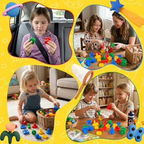 Bbiamsleep 40 Pcs Plastic Nuts and Bolts for Kids Fine Motor Skills(Random)