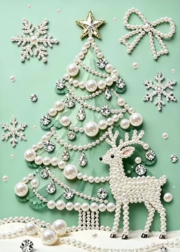 Christmas Tree Pearl Diamond Art Kits For Adults,Elk Diamond Painting Kit - color: GM8872