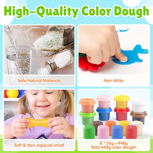 Farm Animals Color Dough Toys for Kids Ages 2-4-8, Big Red Barn Farm Playset with Animal Figures Clay Dough Modeling Tools, Art Crafts Toddler Learning Toy, Ideal Christmas Birthday Gifts - color: Multicolor