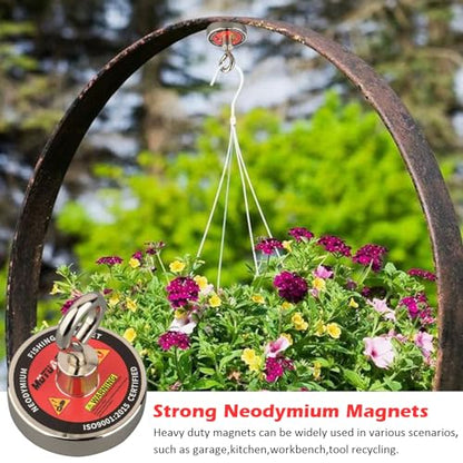 MUTUACTOR Super Strong Fishing Magnet,Φ1.89''Neodymium Rare Earth Magnet Heavy Duty,350lbs Pulling Force Round Magnets with Lifting Eyebolt Hooks for Salvage,Recovery and Retrieval - style: 350lb Magnet--Φ 1.89"