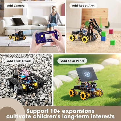Robotics for Kids Ages 8-12, ACEBOTT Smart Robot Arm Car Kit with 5DOF, STEM Toys for Boys Age 8-12 12-16+, ESP32 Arduino/Python/Blockly Coding, App & Remote Control, STEM DIY Gift for Teens & Adults - color: Yellow