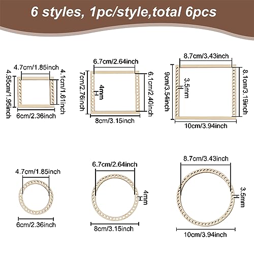 BENECREAT 6Pcs Weaving Loom Kit, Wooden Mini DIY Weaving Loom Rectangle and Round Weaving Looms for Hanging Decor Woven Tapestry Knitted Crafts Making