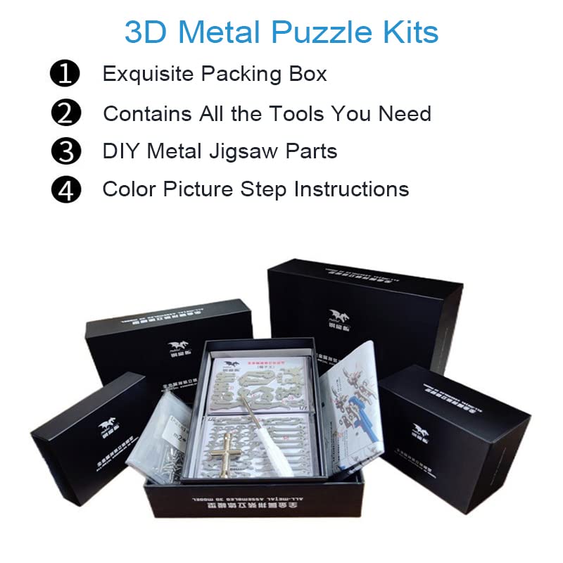 FILASLFT Metal Puzzles for Adults, Mechanical Wolf 3D Metal Puzzle - color: A1-wolf-silvery