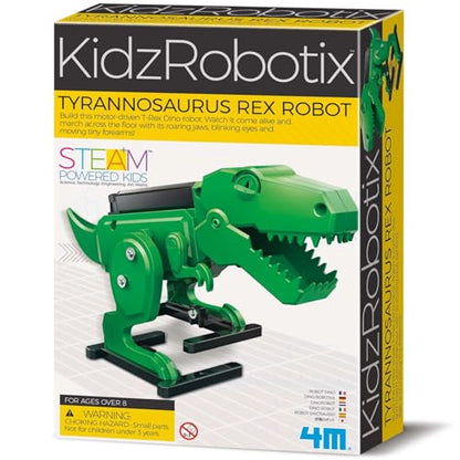 4M Tyrannosaurus Rex Robot Building Kit for Kids Ages 8-12 – Motorized Walking T-Rex with Moving Jaw, Blinking Eyes, Animated Forearms, Gear-Driven STEM Engineering Toy Gift