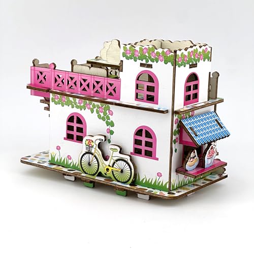 3D Puzzles for Adults, Log Cabin DIY Wooden House Model Kits for Adults to Build, Country Cottage Building Model, 3D Jigsaw Brain Teaser Puzzle, Dollhouse (GHJG)