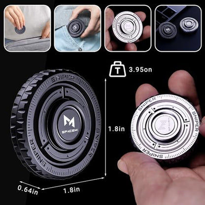 2-in-1 Metal Fidget Spinner Slider, Silent EDC Desk Toys, Silver - style: Tactical Precision Mech Sniper, Industrial Minimalism, Executive & Professional Style, Hardcore EDC & Mechanical Aesthetic