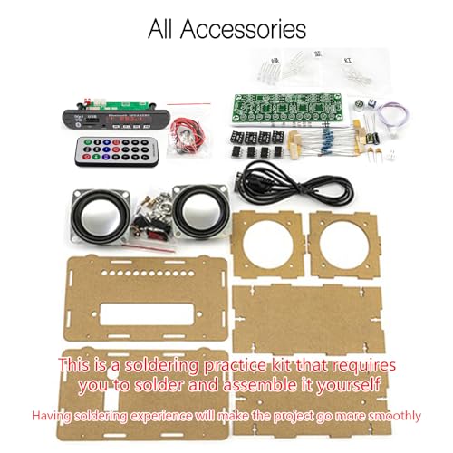 Blutoth-Compatible Speaker Kit Multi-Function Soldering Practice kit Voice-Activated Level Indicator Dual Channel Speaker for Soldering Project Transparent Speaker - color: Transparent case