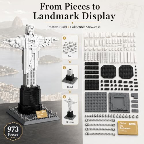 Architecture Christ The Redeemer Statue Building Blocks Sets Brazil Jesus Building Kits Model Toys Gift for Adults Kids Teens 973 PCS - style: Christ The Redeemer