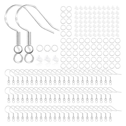 Hypoallergenic Earring Hooks, 800PCS/125 Pairs Silver Plated Earring Making - color: Silver, size: 800pcs