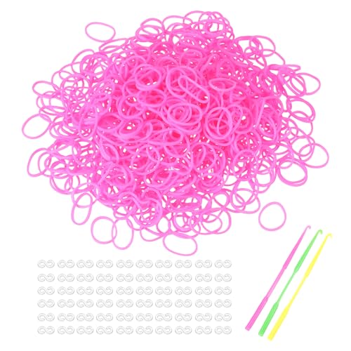 MECCANIXITY 1800 Pcs Loom Rubber Bands Kit with 75 Pcs S-Clips 3-Hooks Rubber Bands Refill Bracelet Making Kits for Weaving DIY Handcrafts Gift, Pink - color: Pink