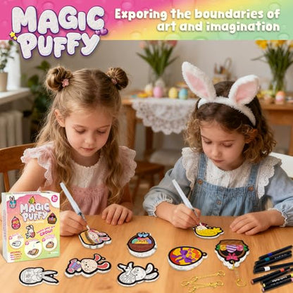 MZYTOZA Magic Foam Texture Painting Kit - 3D Art Craft Aqua Magic Puffs Paint Kit, 15 Mess-Free Paint by Number Craft for Kids (Double-Sided Aqua Magic Puffs Easter Bunny) - color: Double-sided Aqua Magic Puffs Easter Bunny