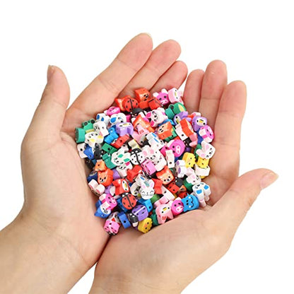 100pcs Animal Polymer Clay Spacer Beads for Women Jewelry Making DIY Bracelet Necklace Earrings Accessories (Animal) - color: Animal