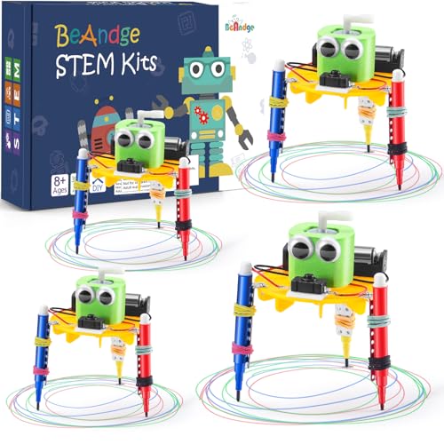 4-Pack STEM Doodling Robot Kits, Bulk Craft STEM Toys for Kids 8-13