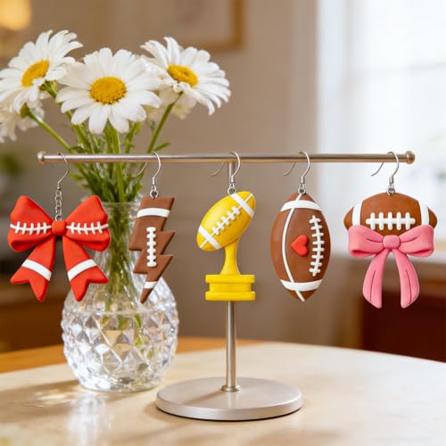 14Pcs Rugby Football Polymer Clay Cutters Bow Heart Polymer Cutter for Clay Earrings Making Festival Jewelry DIY - color: Rugby