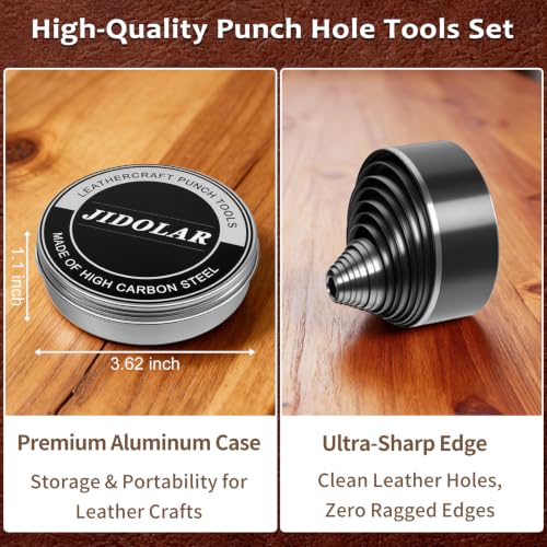 24 Pieces Leather Circle Cutter Tool Set, Hole Punch Tools with 1-15mm 20 25 30 35 40 45 50 55 60mm, High Carbon Steel Round Cutting Dies, Hole Punch Tool Kit for DIY Leather Crafts - size: 24 Sizes