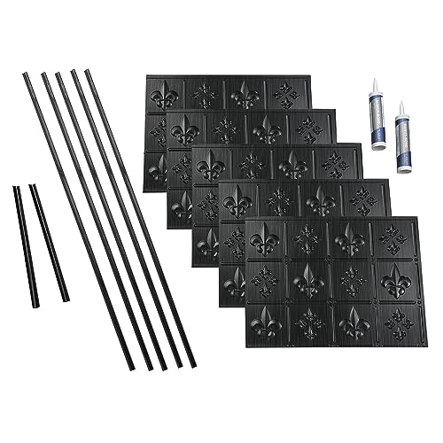 FASÄDE Fleur-de-lis Decorative Vinyl Backsplash 15 sq ft Kit in Brushed Onyx - color: Brushed Onyx