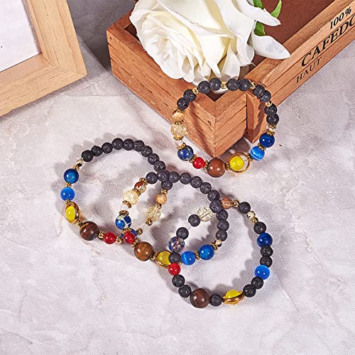 SUNNYCLUE 1 Box 310Pcs DIY Multilayer Solar System Bracelet Making Kit Natural Gemstone Universe Galaxy Nine Guardian Planets Necklace Beading Christmas Bracelet Jewelry Making Starter Craft Supplies - color: 6mm 8mm 10mm Beads 12mm Rings Plastic Box