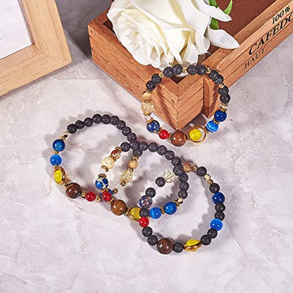 SUNNYCLUE 1 Box 310Pcs DIY Multilayer Solar System Bracelet Making Kit Natural Gemstone Universe Galaxy Nine Guardian Planets Necklace Beading Christmas Bracelet Jewelry Making Starter Craft Supplies - color: 6mm 8mm 10mm Beads 12mm Rings Plastic Box