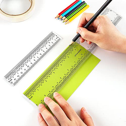 2 Pieces 6"/12" Clear Acrylic Ruler Zero-Centering Ruler with Inches & Metric Measuring Tool 12" and 6" Inch Straight Edge Rulers for Paper Cutting Craft Supplies School Supplies for Students,Office - color: 2PCS Straight Ruler