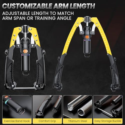 Twister Arm Trainer, 3 in 1 Hydraulic Power Chest Workout Equipment with Ab Roller Wheels and Hooks, Adjustable 22-440lbs Arm Trainer for Men Women, Home Gym Equipment for Full Body Strength Training - color: yellow
