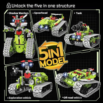 5 in 1 Robot Building Kit for Kids 705 PCS, STEM Building Blocks Set
