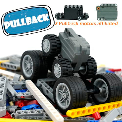 544pcs Technical Parts Bricks, Beams Engine Pullback Motor Kit - color: 544pcs With Motors
