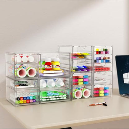 YFXCVSL 6-Pack Acrylic 31-Drawer Storage & Makeup Organizer for Desk - size: 31 Drawers