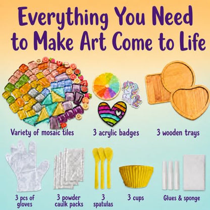 Glittery Garden Mosaic Craft Kit to Decorate Coaster with Glass Tiles - style: Mosaic Craft Kit