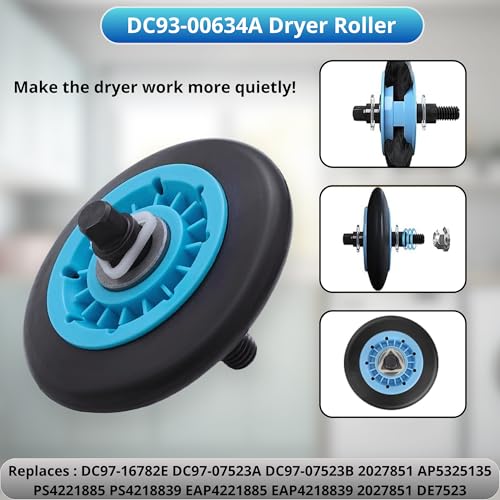 DC97-16782A Dryer Repair Kit For Maytag MDE9700AYW MDE6700AYW MDG9700AWW Samsung DV44AGPXAA DV330AEBXAA01, DC93-00634A Dryer Idler Pulley, 6602-001655 Dryer Belt, Replacement for Samsung Parts